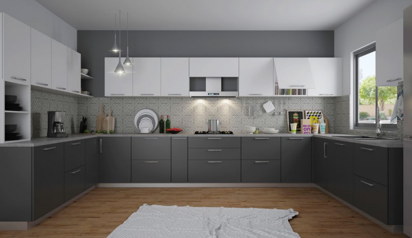 Wood & White Color Kitchen