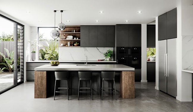 Monochrome Island Kitchen