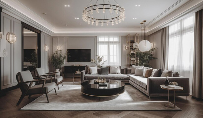 Elegantly Muted Modern Living Room